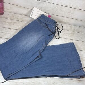 Classic Blue Lace-Up Flare Jeans